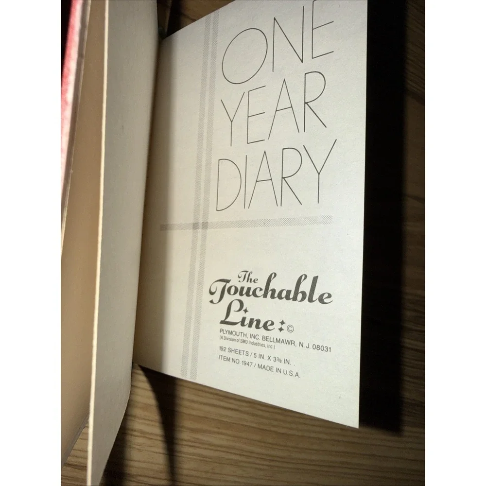 vintage one year diary Book unused The Touchable Line Made In USA